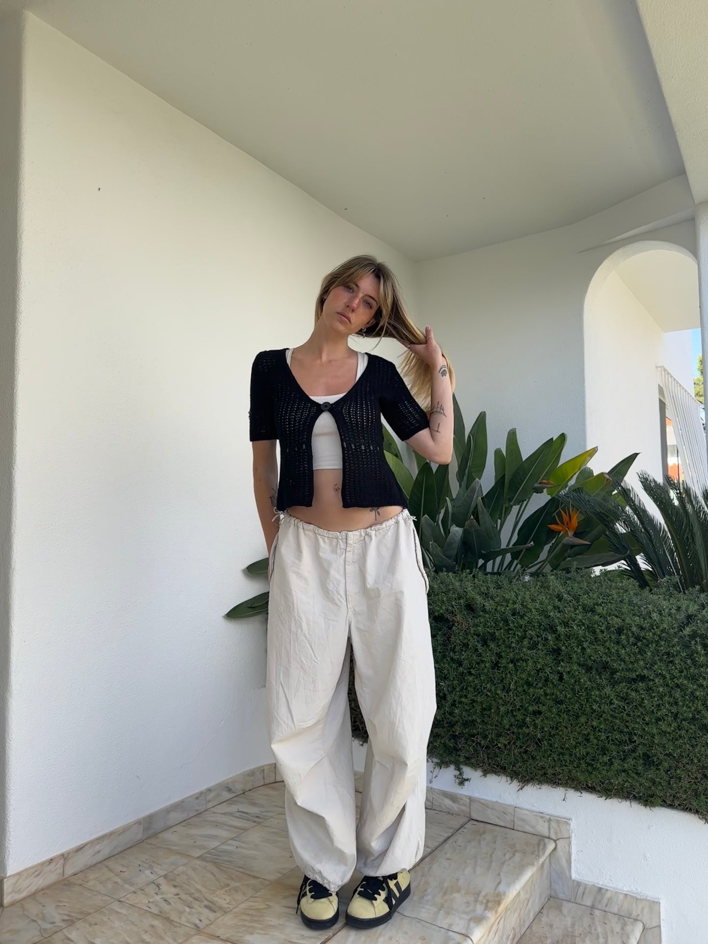 Knit Cardigan Short Sleeves (S)