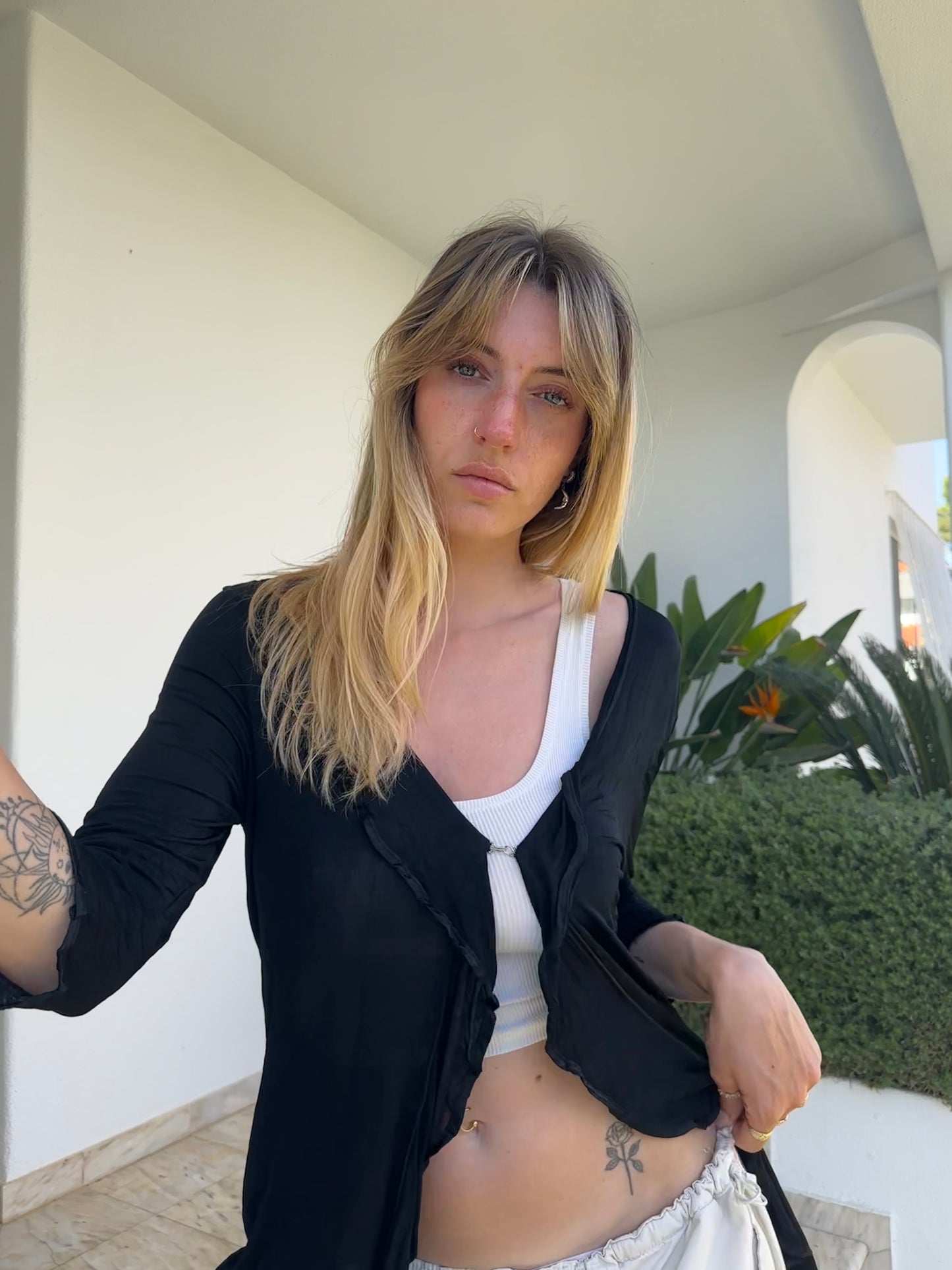 Long Flowy Ruffle Cardigan (M)