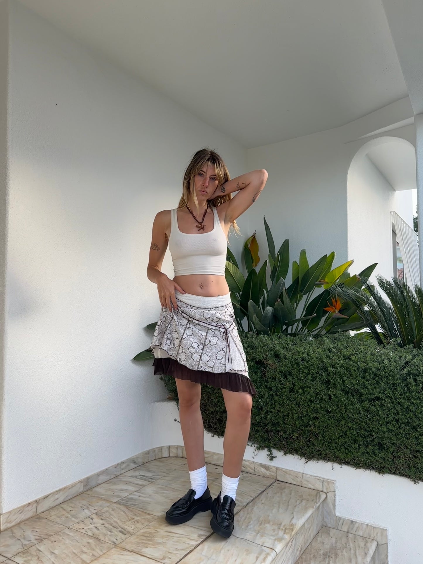 Asymmetric Floral Print Skirt (S)