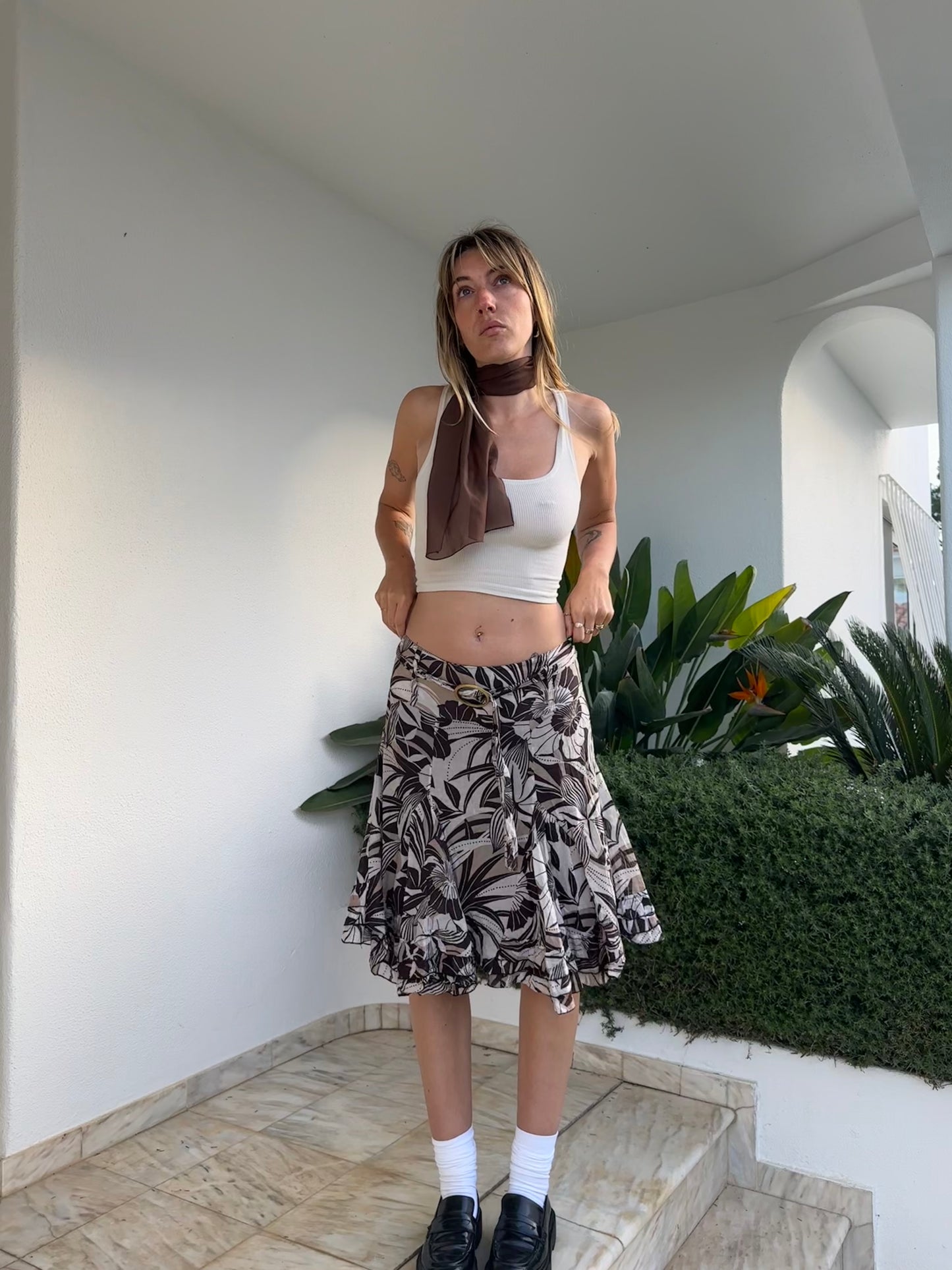 Midi Flowy Floral Skirt (S)