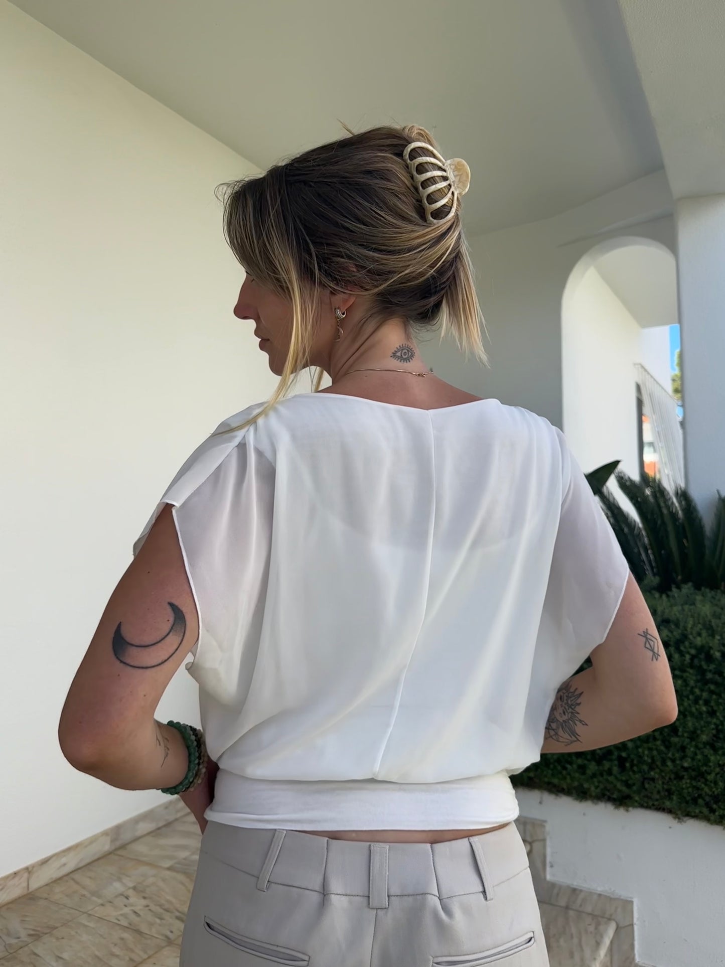 Waterfall Neck Blouse (S)