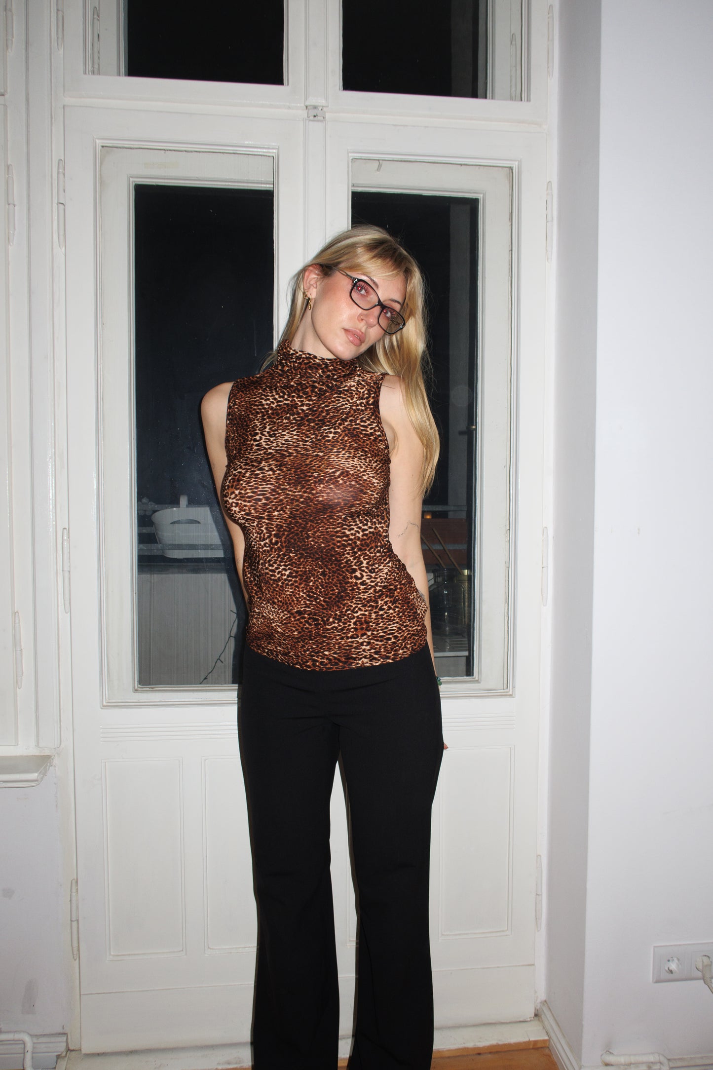 Leopard Turtleneck Top (S)