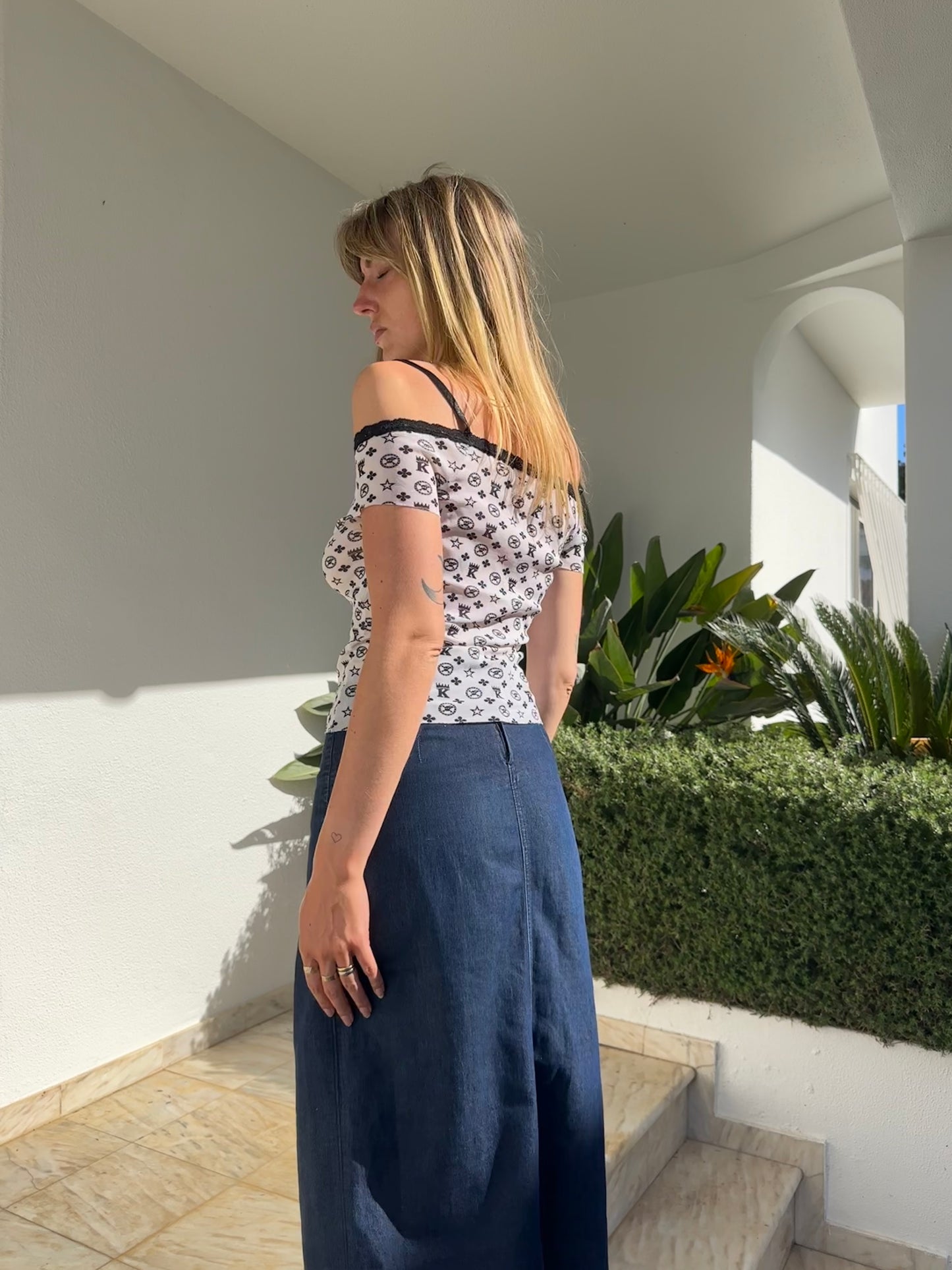 Denim Maxi Skirt (XS)