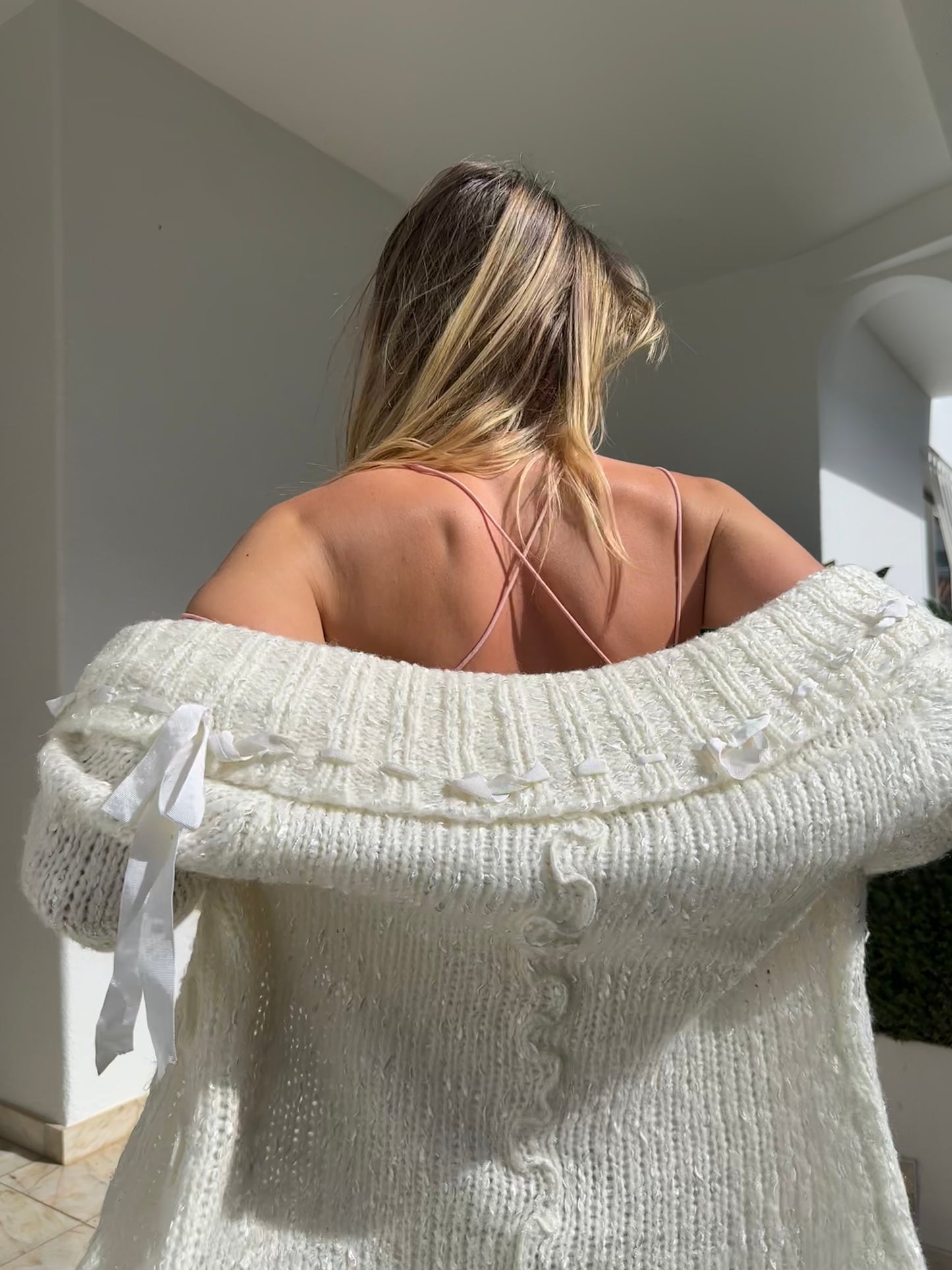 Knit Cardigan w/ Ribbons (S)