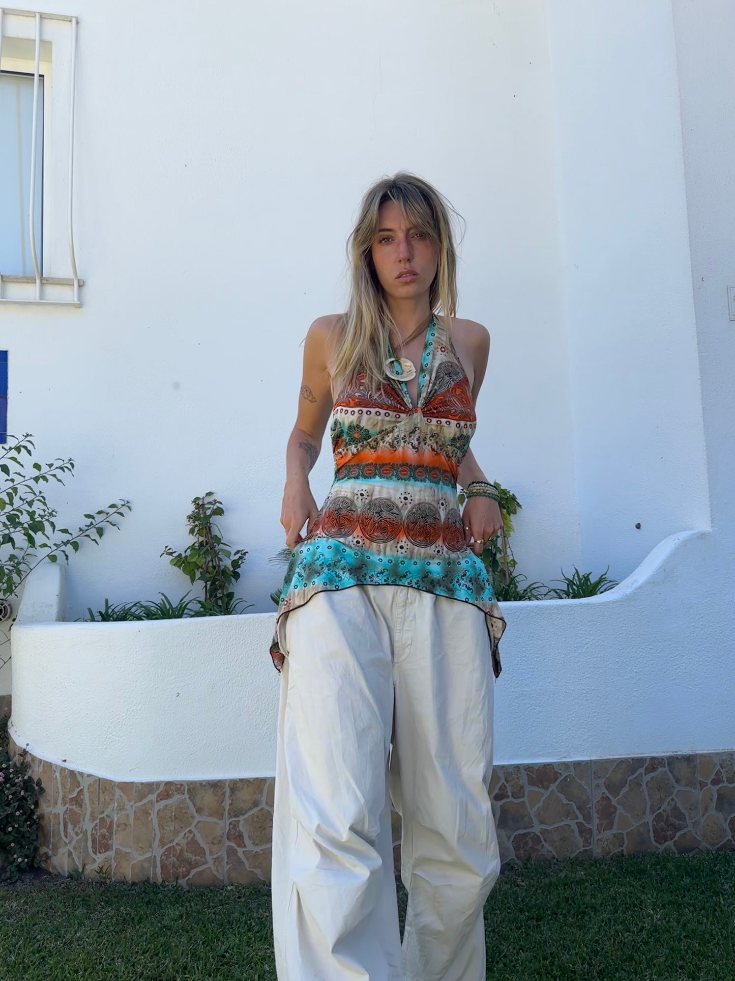 Print Neckholder Top (S)