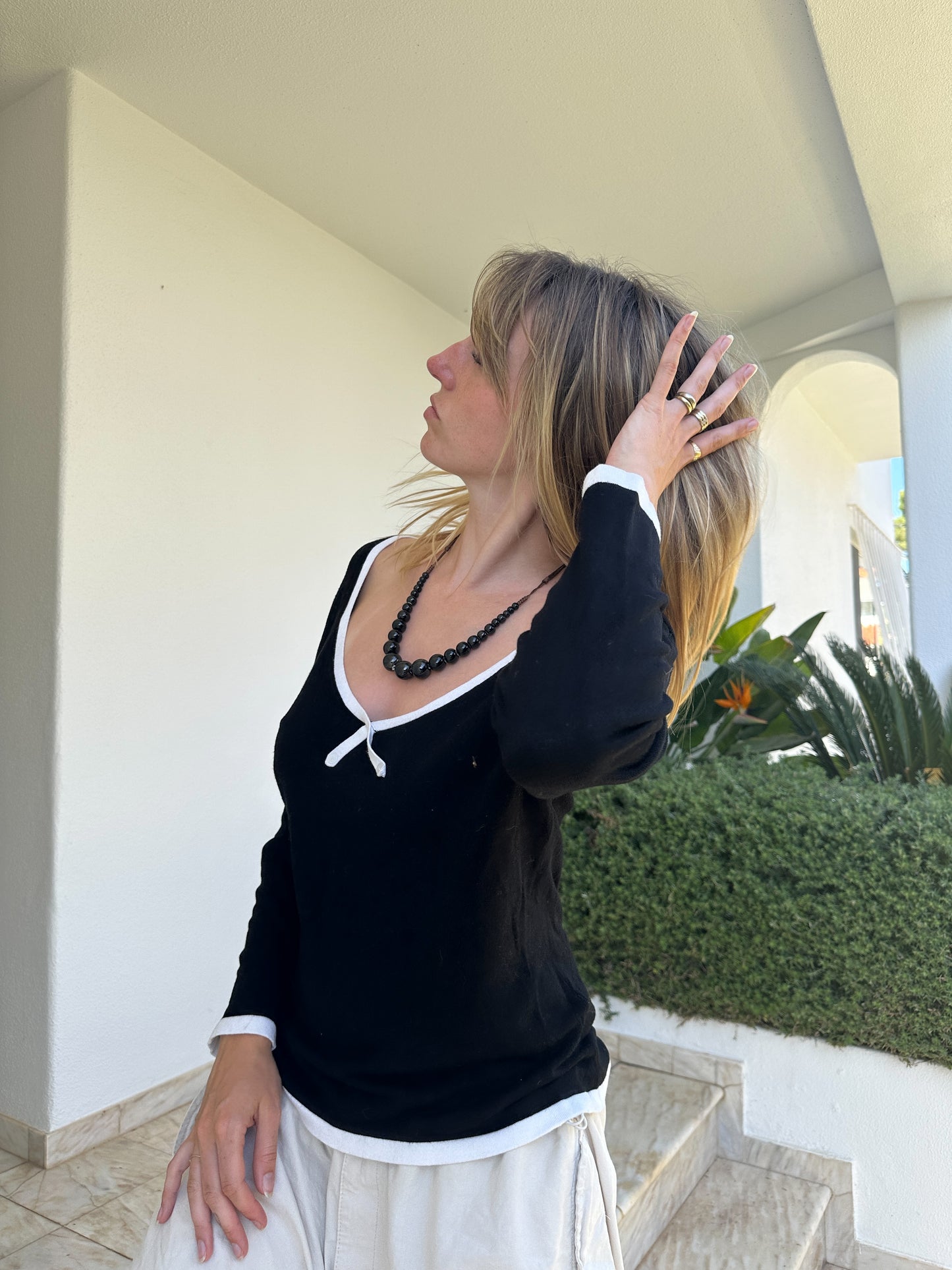 Wide Neck Knit Sweater (L)