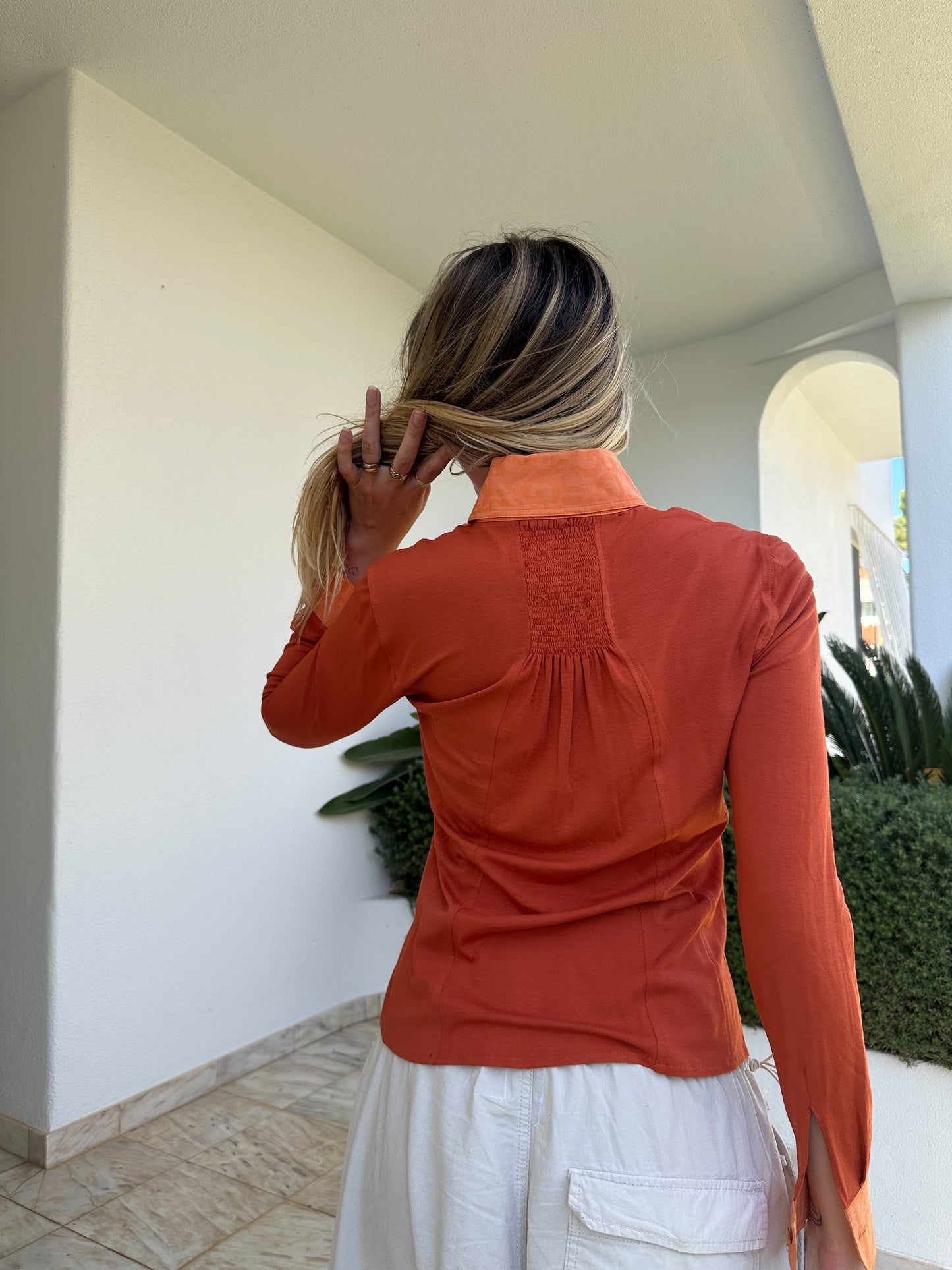 Leo Print Frill Blouse (S)