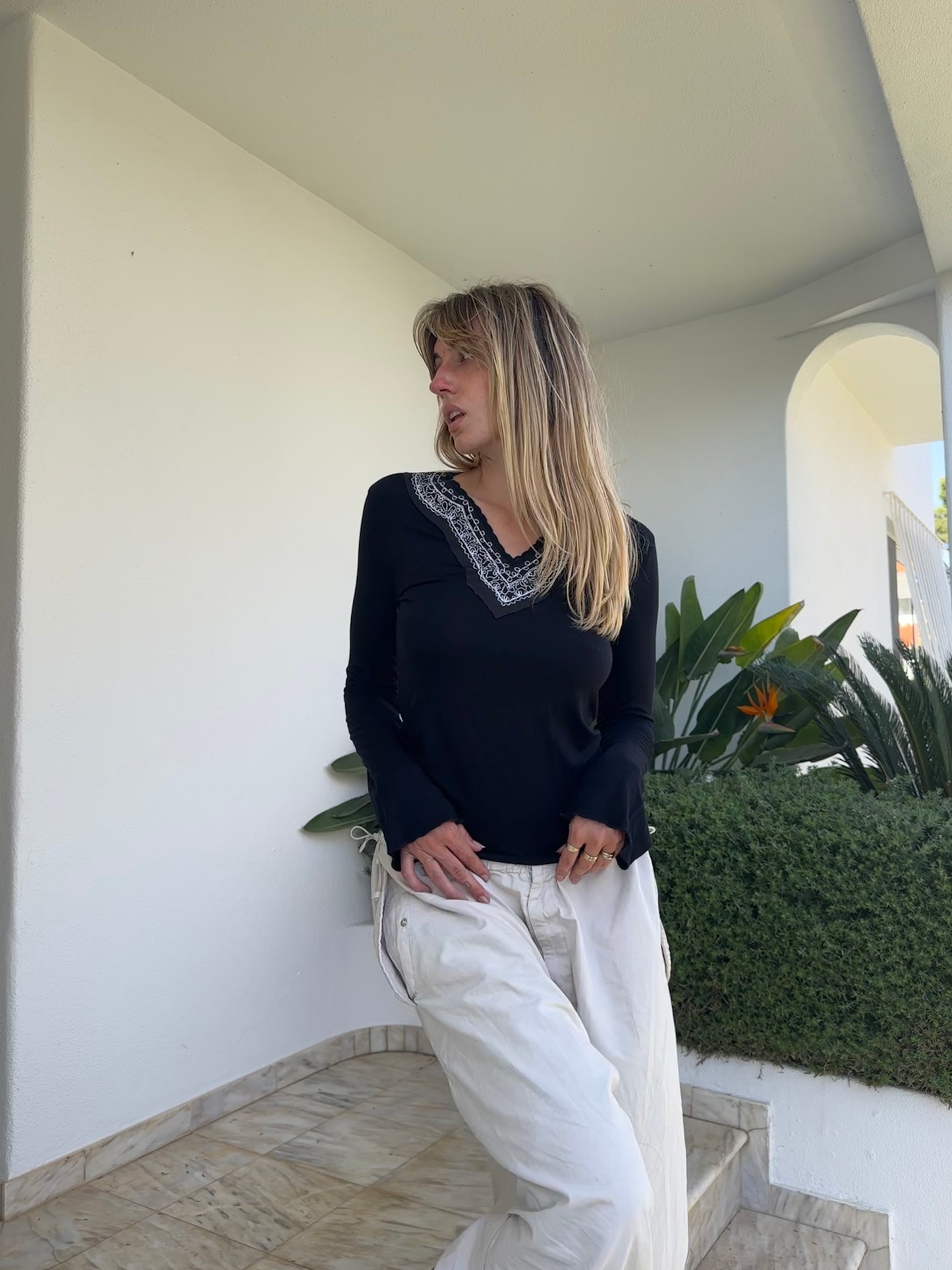 Bell Sleeve Embellished Top (S)