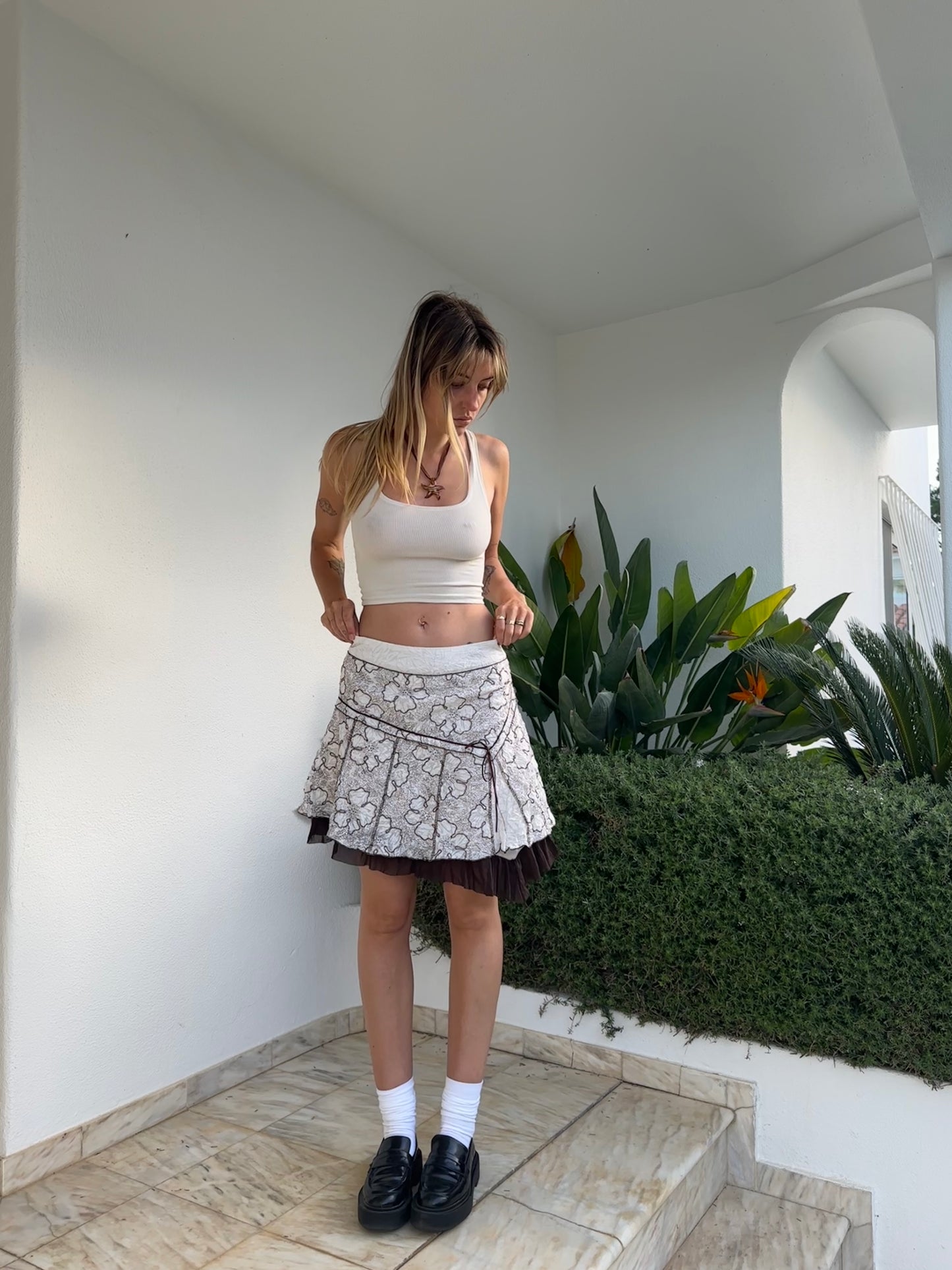 Asymmetric Floral Print Skirt (S)