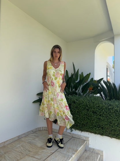 Asymmetric Floral Print Dress (L)