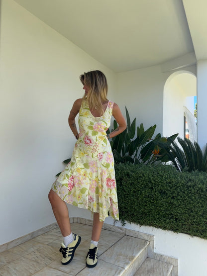 Asymmetric Floral Print Dress (L)