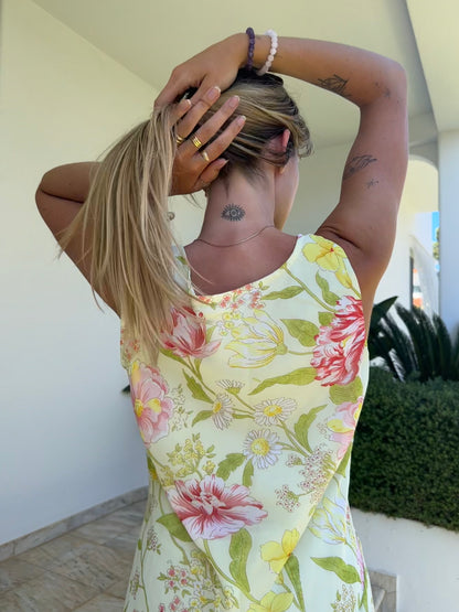 Asymmetric Floral Print Dress (L)