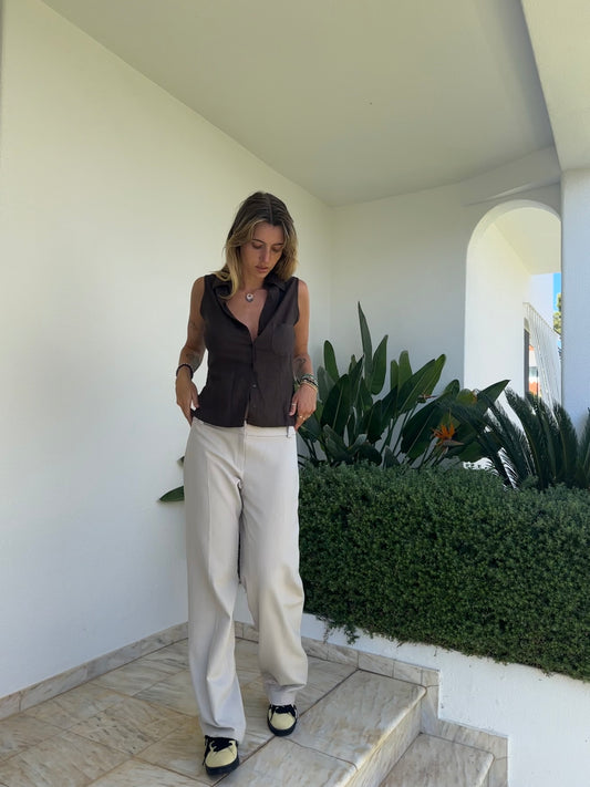 Linen Mix Vest (M)