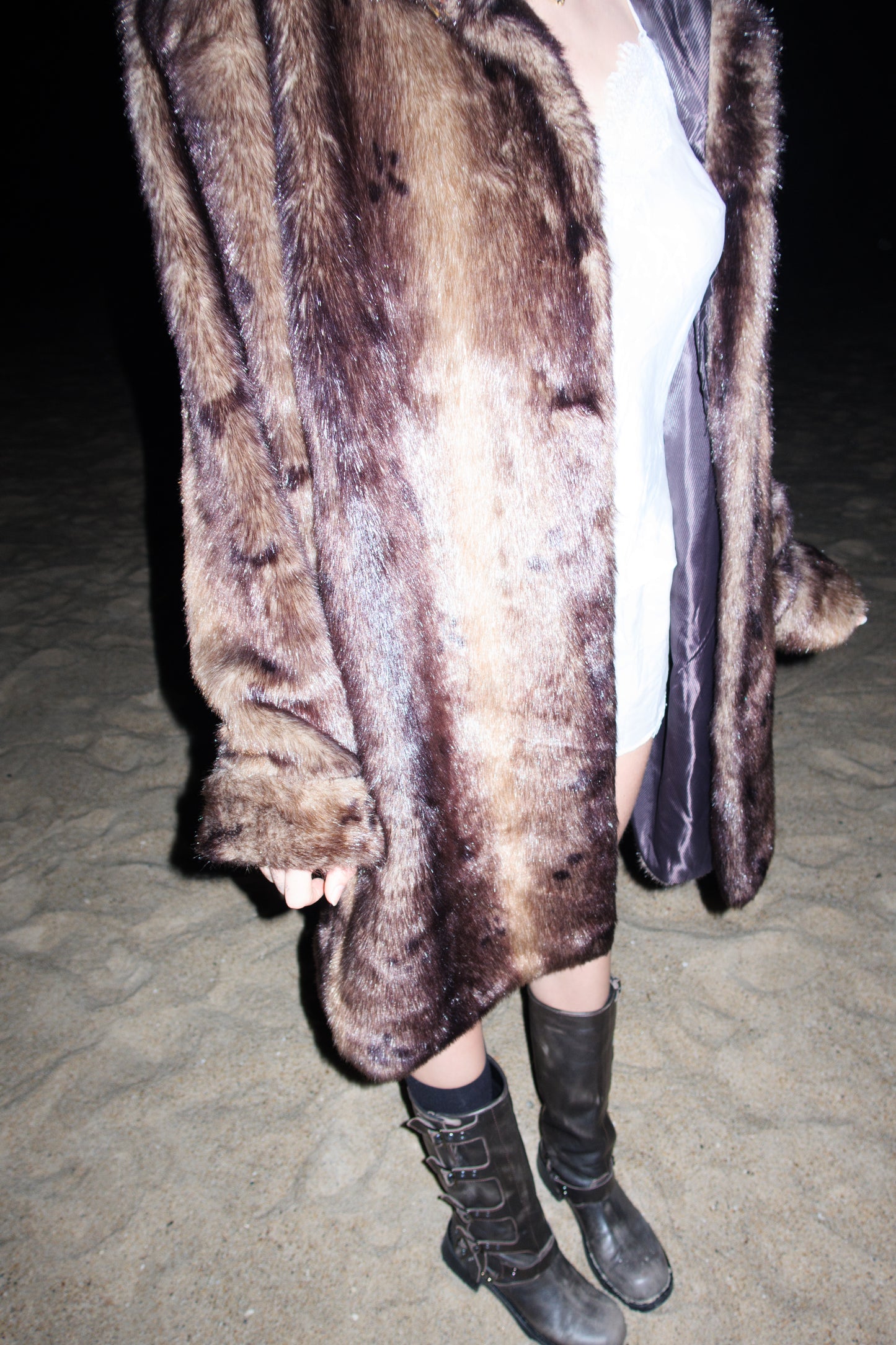 Midi Length Faux Fur Coat (L)