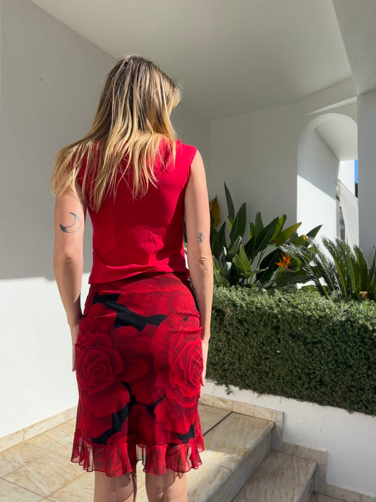 Rose Print Skirt (S)